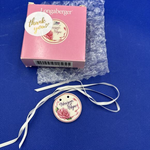 Longaberger 2000 Horizon of Hope Basket Tie On Breast Cancer Awareness Pink Rose - Picture 1 of 8